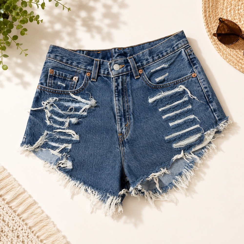 Vintage Levi's Distressed Cut-Off Denim Shorts – Size 6